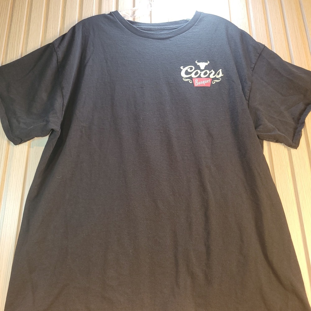 Coors Banquet Rodeo Graphic T-Shirt Mens XL Black Short Sleeve Cotton Bull Logo